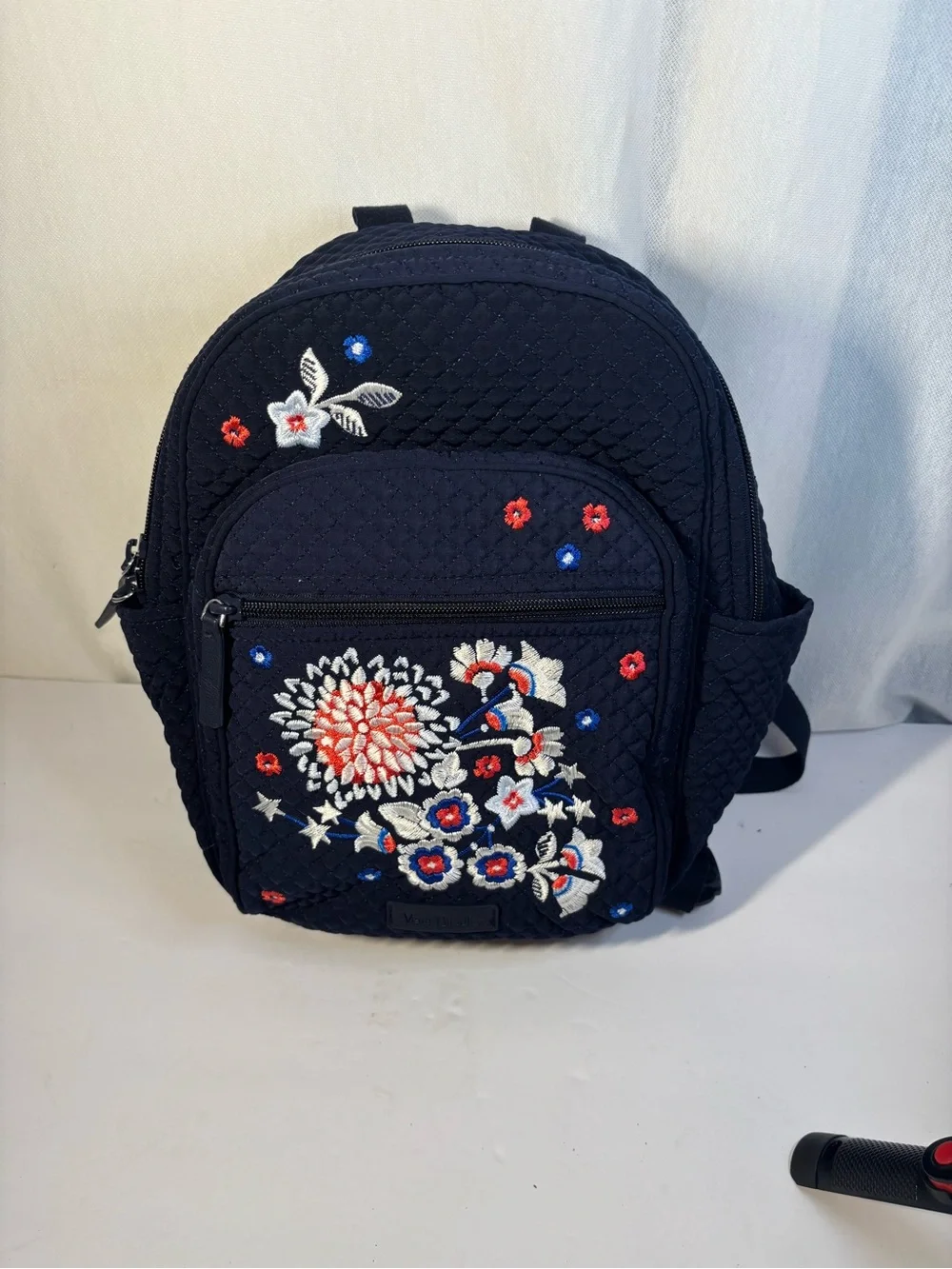 Vera Bradley Quilted Floral Embroidered Backpack small- Navy